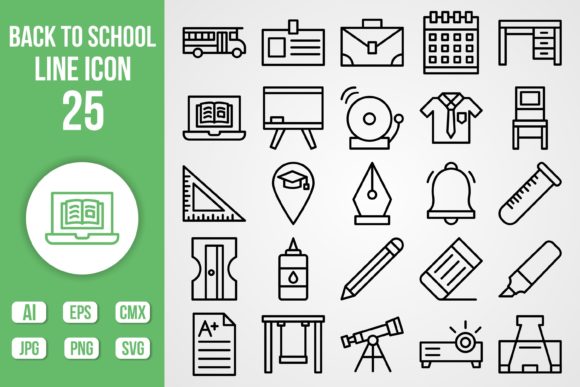 25 Vector Back to School Line Icon Set: A Strategic Resource for Design and Branding